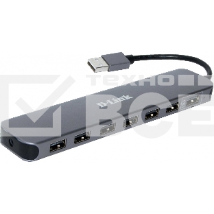 Концентраторы D-Link DUB-H7/E1A, 7-port USB 2.0 Hub.7 downstream USB type A (female) ports, 1 upstream USB type A (male), support Mac OS, Windows XP/Vista/7/8/10, Linux, support USB 1.1/2.0, fast charge mode.Powe