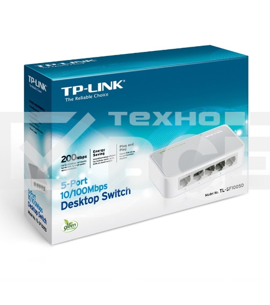 Коммутатор TP-Link SOHO TL-SF1005D Коммутатор 5-port 10/100M mini Desktop Switch, 5 10/100M RJ45 ports, Plastic case
