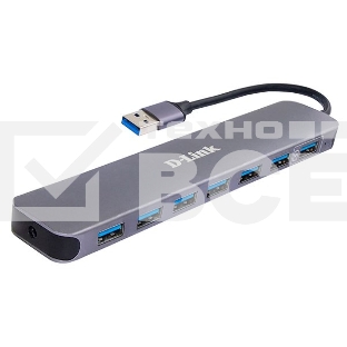 Концентратор с 7 портами USB 3.0 D-Link DUB-1370/B2A (1 порт с поддержкой режима быстрой зарядки)