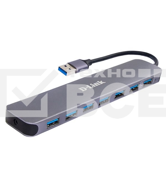 Концентратор с 7 портами USB 3.0 D-Link DUB-1370/B2A (1 порт с поддержкой режима быстрой зарядки)