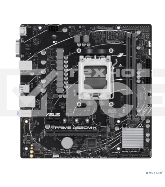 Материнская плата ASUS PRIME A620M-K, AM5, AMD A620, 2xDDR5, 4xSATA, 1xM.2, 1xPCI-E 4.0 x16, 1xPCI-E x1, 1xHDMI, 1xVGA, 1x 1Gb LAN, 4xUSB-A 3.2 Gen 1, 2xUSB-A 2.0, 3x3.5 мм, 7.1, Micro-ATX