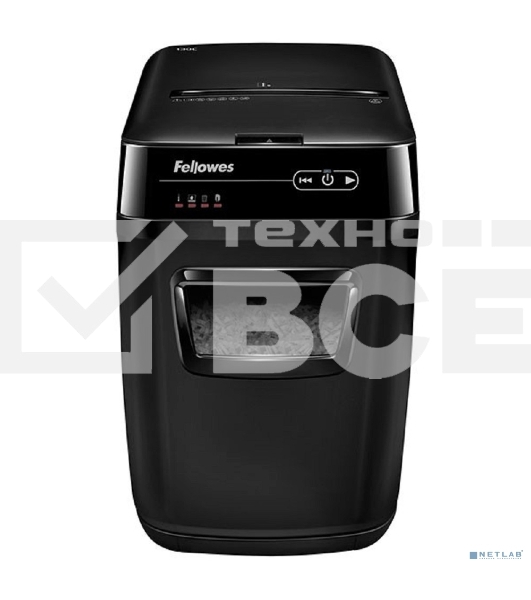 Шредер Fellowes AutoMax 150C FS-46801(01/02)*  {(секр.P-4)/фрагменты 4x38 мм,/150лист./32лтр./Уничт:скрепки, скобы, пл.карты,CD диски}