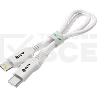 Кабель PREMIUM 1.0m TypeC/Lightning MFI POWER DELIVERY 18 W, быстрая зарядка, белый силикон, AL case белый, белый ПВХ, GCR-53533