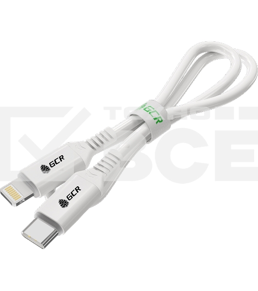 Кабель PREMIUM 1.0m TypeC/Lightning MFI POWER DELIVERY 18 W, быстрая зарядка, белый силикон, AL case белый, белый ПВХ, GCR-53533