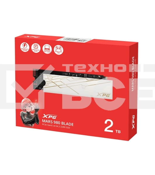 Накопитель SSD ADATA XPG MARS 980 BLADE, 2Tb, PCIe 5.0 x4, M.2 2280, NVMe, R/W 14000/13000