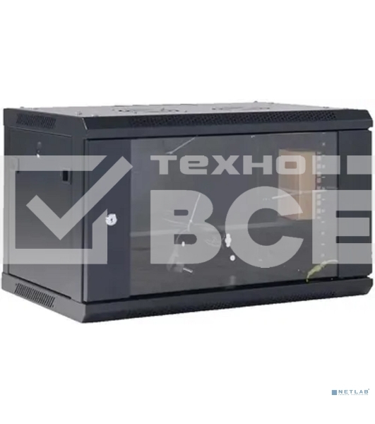Шкаф коммутационный Rexant настенный 6U 600x600 мм пер. дв. стекл черный