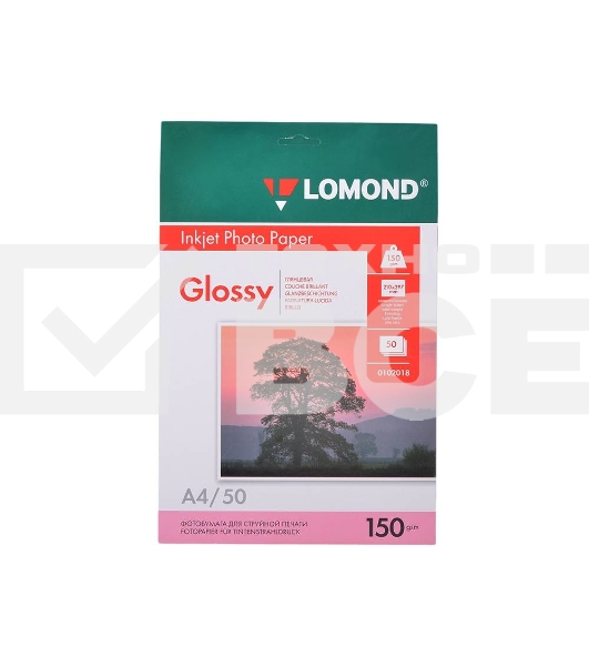 Фотобумага Lomond 0102018 A4/150г/м2/50л./белый глянцевое для струйной печати