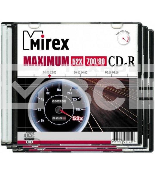 Диск CD-R Mirex 700 Mb, 52х, Maximum, Slim Case (1), (1/200)