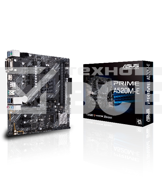 Материнская плата ASUS PRIME A520M-E, AM4, AMD A520, 2xDDR4, 4xSATA, 1xM.2, 1xPCI-E 3.0 x16, 2xUSB-A 3.2 Gen 1, 1xUSB 3.2 Gen 2, 1xDVI-D, 1xHDMI, 1xVGA, 1x 1Gb LAN, 3x3.5 мм, 7.1, Micro-ATX