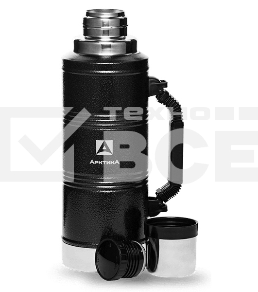 Термос Арктика 106-2200Р черный, узкое горло 2,2 л + ручка Узкое горло, 2,2 л, американский дизайн, ударопрочное, износостойкое покрытие 