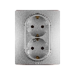Розетка 2-ая с/з , винт. клеммы, 16А, 250 В 672423 Legrand Etika Алюминий, фото3