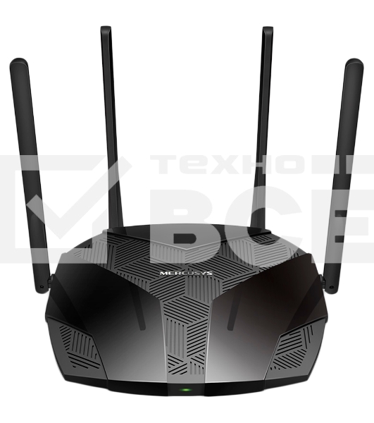 Двухдиапазонный роутер MERCUSYS AX3000 Wi-Fi 6, до 574 Мбит/с на 2,4 ГГц + до 2402 Мбит/с на 5 ГГц,4 фиксированные внешние антенны, 3 гигабитных порта LAN, 1 гигабитный порт WAN
