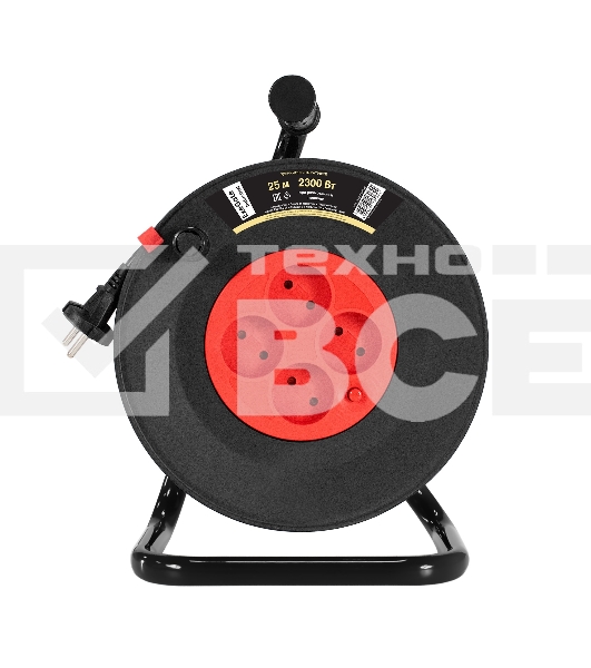 Удлинитель на катушке ExeGate industrial ECS-10-2-25 (4 евророзетки, IP20, 25м, защита от детей, защита от перегрузки, 2х1,0мм2, 10А/2.3кВт)