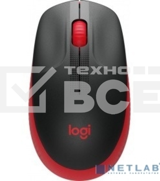 Мышь беспроводная Logitech M190 черный/красный, 1000 dpi, радиоканал, USB, кнопки - 3