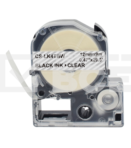 Картридж ленточный Cactus CS-LK4TBW черный шрифт, прозрачный фон (12 мм, 9 м) для Epson LW300/LW400/LW700/LW600P/LW1000P/K400/Z700/Z900
