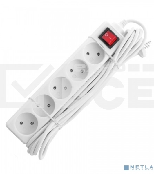 Удлинитель СТАРТ (4670012297772) 5 розеток. С/У S 5x5 - V. Заземления нет. Кнопка включения. Длина провода 5,0 м.