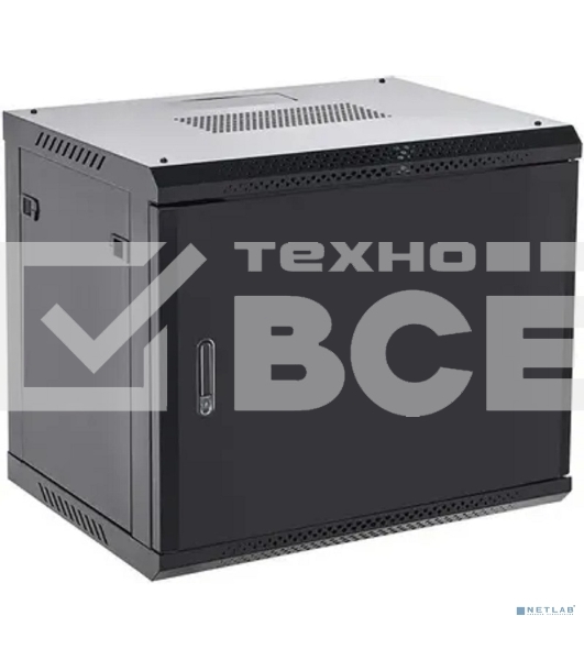 Шкаф коммутационный Rexant настенный 9U 400x542 мм пер. дв. металл черный