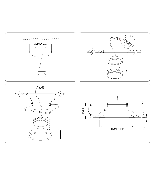 Светильник Ambrella light TN6609 BK черный IP44 GX53 max 15W 110*110*23