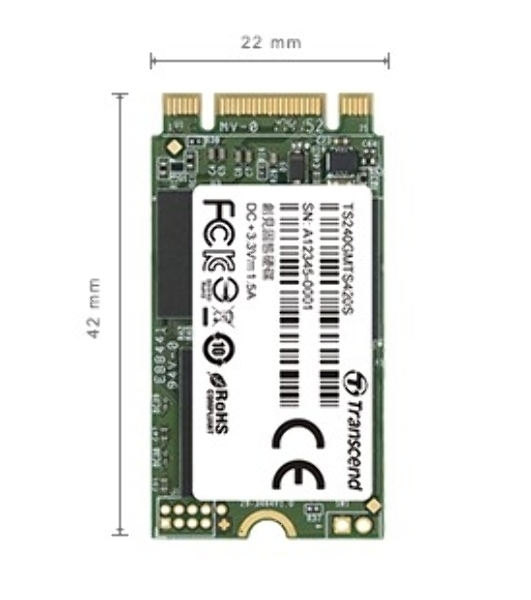 Накопитель SSD 240GB Transcend MTS420, 3D NAND, M.2[R/W - 560/500 MB/s]
