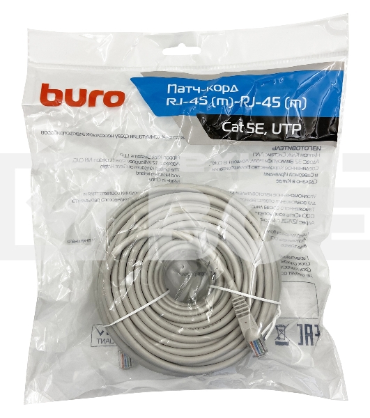 Патч-корд Buro UTP cat5E 25м серый RJ-45 (m)-RJ-45 (m)