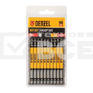 Набор бит Denzel PH2х90, сталь S2, круглый профиль, 10 шт.
