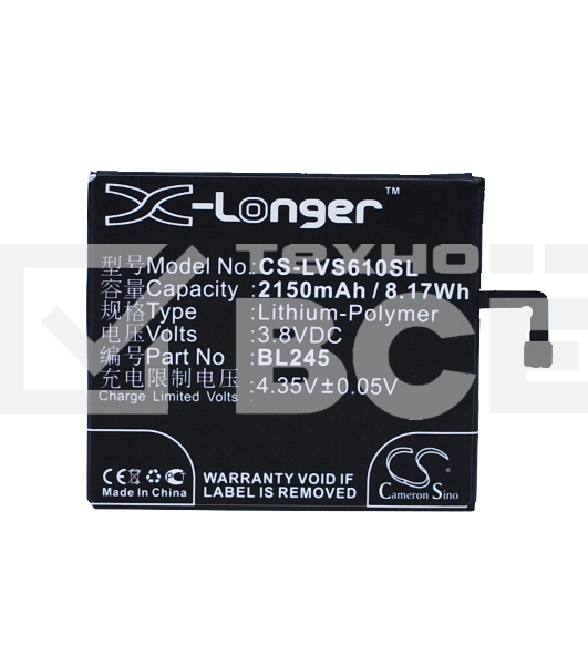 Аккумулятор CameronSinoCS-LVS610SL BL245 для Lenovo S60 3.8V / 2150mAh / 8.17Wh