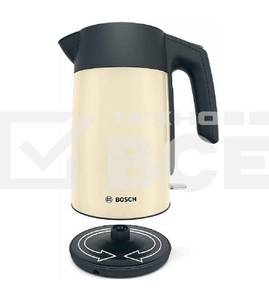 Чайник Bosch TWK7L467, 1.7л, 2400 Вт., нерж.сталь, покрытая эмалью, бежевый, шкала уровня воды