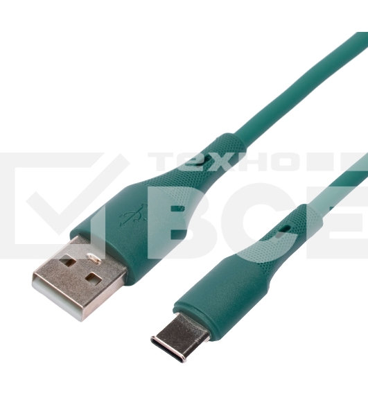 Кабель USB2.0 Cablexpert CC-USB2S-AMCM-1M-GN AM/Type-C, 3А, 18Вт, QC3.0, силиконовый, медь, 1м, зеленый, пакет