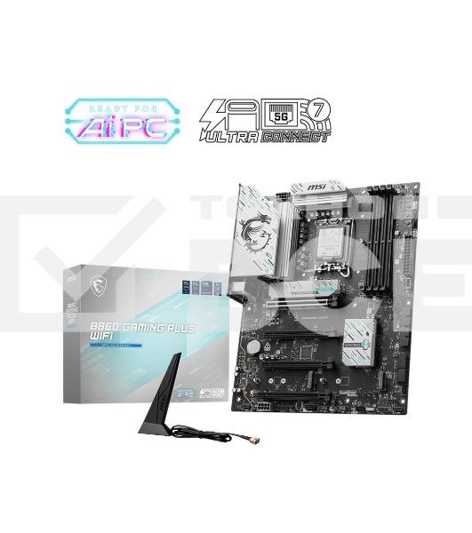 Материнская плата MSI B860 GAMING PLUS WIFI, LGA 1851, Intel B860, 4xDDR5, 4xSATA, 3xM.2, 1xPCIe 4.0 x4, 1xPCIe 5.0 x16, 1xDP, 1xHDMI, 1xUSB-C, 1x 5Gb LAN, 4xUSB-A 2.0, 2xUSB-A 3.2 Gen 1, 2xUSB 3.2 Gen 2, 7.1, 3x3.5 мм, ATX