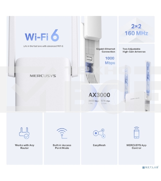 Усилитель Wi-Fi сигнала Mercusys ME80X AX3000