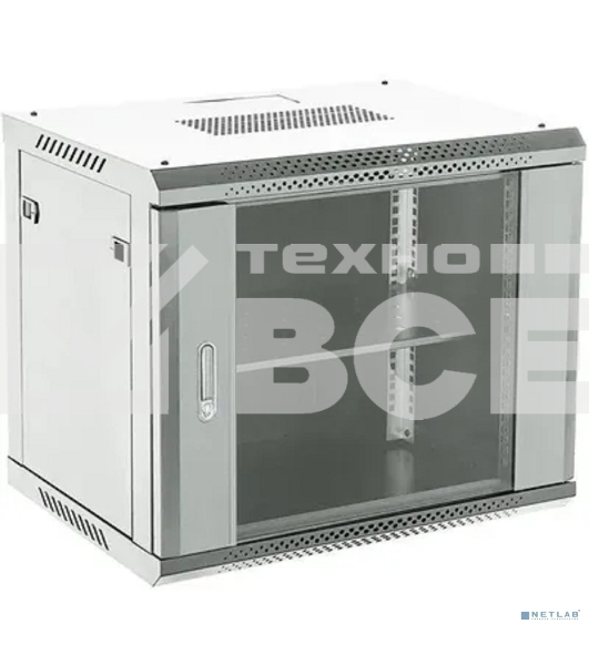 Настенный телекоммуникационный шкаф Rexant 19' 9U 550×400 мм, дверь стекло, с задней стенкой, разборный, серый (RAL 7035)