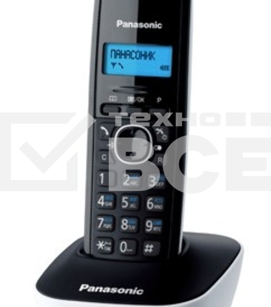 Телефон беспроводной (DECT) Panasonic KX-TG1611RUW (белый) АОН, Caller ID,12 мелодий звонка,подсветка дисплея,поиск трубки