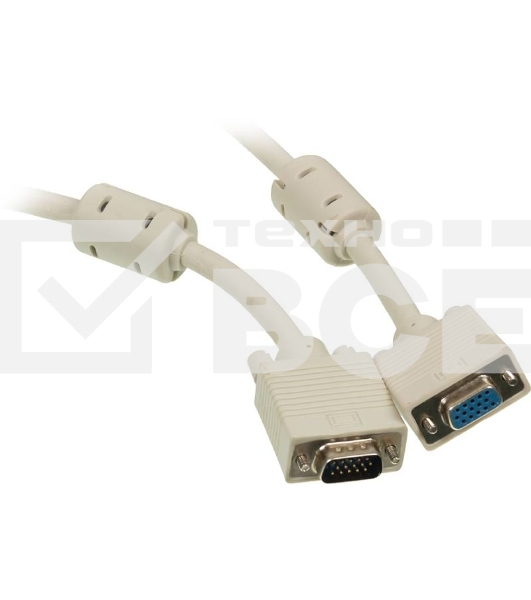 Кабель-удлинитель SVGA Ningbo CAB015S-5m VGA HD15 (m)/VGA HD15 (f) 5м феррит.кольца