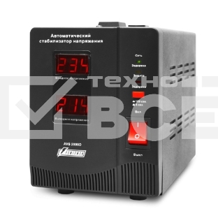 Стабилизатор напряжения Powerman AVS-D Voltage Regulator 2000VA, Digital Indication, 2x Schuko Outlets, 1m Power Cord, 230V, 1 year warranty, Black 