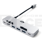 USB-концентратор Satechi Aluminum Type-C Clamp Hub Pro для new 2017 iMac и iMac Pro. Интерфейс USB-C. 3 разъема USB 3.0, 1 разъем USB-C, слоты для карты памяти SD, Micro SD. Цвет серебряный., фото2