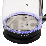 Чайник электрический Galaxy Line GL 0554, черный, стекло, 2000 Вт, 1,8 л, LED-подсветка, шкала уровня воды, корпус из термостойкого стекла, фото3