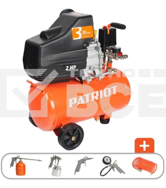 Компрессор PATRIOT EURO 24-240K + набор пневиоинструмента KIT 5В1.5кВт 220В 240л/мин 24л