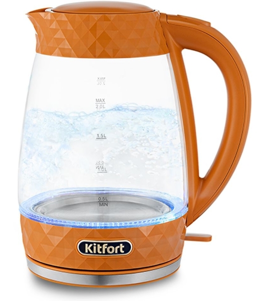 Чайник электрический Kitfort KT-6123-4 2л. 2200Вт оранжевый (корпус: стекло)