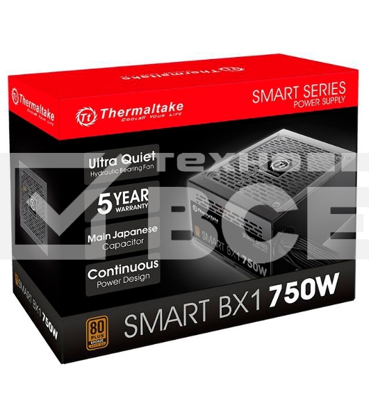 Блок питания Thermaltake Smart BX1 RTL (PS-SPD-0750NNSABE-1), 750Вт, 80 PLUS Bronze, 120мм, черный