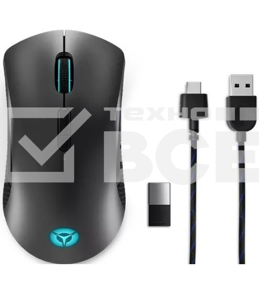 Мышь беспроводная/проводная Lenovo Legion M600 черный, 16000 dpi, радиоканал, Bluetooth, USB, кнопки - 9