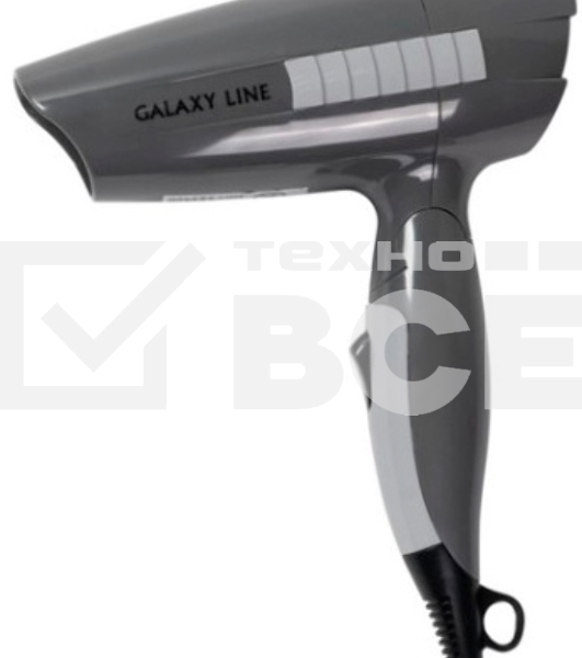Фен для волос Galaxy Line GL 4337, серый, 1200 Вт, 2 скорости потока воздуха, складная ручка, подвесная петля, длина шнура питания 170 см
