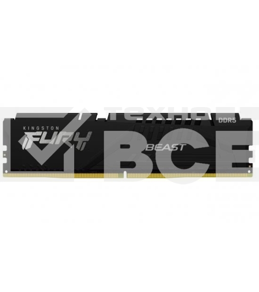 Оперативная память Kingston Fury Beast, DDR5, 16GB (1x16 GB), 5200 MHz, CL40, с радиатором, чёрный