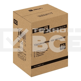 Удлинитель на катушке ExeGate industrial ECS-10-2-25 (4 евророзетки, IP20, 25м, защита от детей, защита от перегрузки, 2х1,0мм2, 10А/2.3кВт)