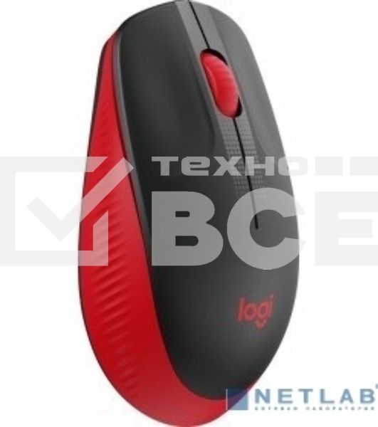 Мышь беспроводная Logitech M190 черный/красный, 1000 dpi, радиоканал, USB, кнопки - 3