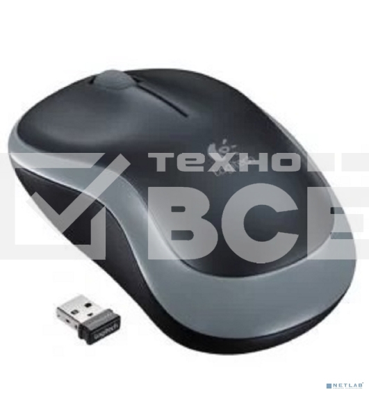 Мышь беспроводная Logitech M185 серый/черный, 1000 dpi, радиоканал, USB, кнопки - 3