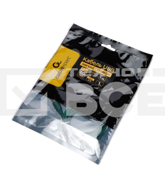 Кабель USB2.0 Cablexpert CC-USB2S-AMCM-1M-GN AM/Type-C, 3А, 18Вт, QC3.0, силиконовый, медь, 1м, зеленый, пакет