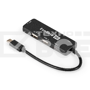 USB-концентратор 4-в-1 ExeGate DUB-211C (кабель-адаптер USB3.0 Type-C --> 2xUSB2.0, 1xUSB3.0 (5Gb/s), Type-C DATA (480MB/s), Plug&Play, черный)