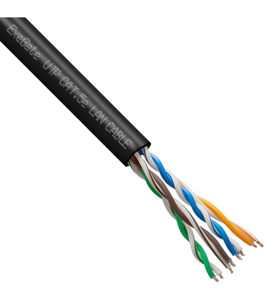 Кабель ExeGate UTP4-C5e-CCA-S25-OUT-PE-BK-305 UTP 4 пары кат.5e CCA, 0.45мм (25AWG), внешн., без троса, 305м, черн., PE