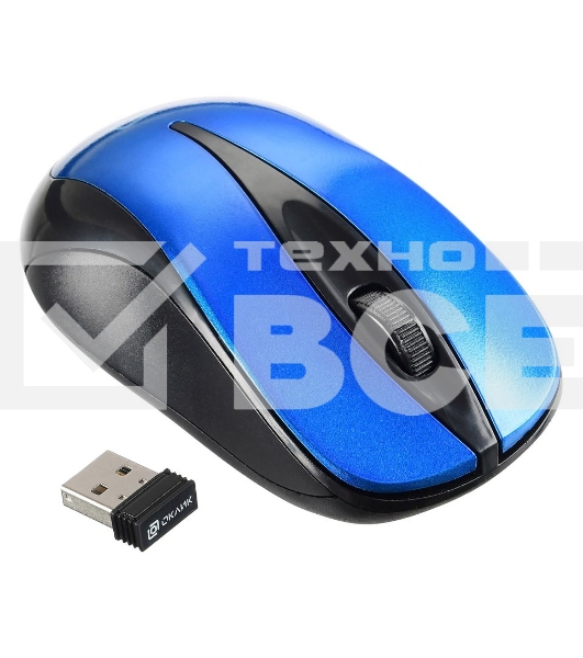 Мышь беспроводная Oklick 675MW черный/синий, 800 dpi, радиоканал, USB, кнопки - 3