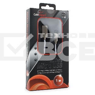 Кабель USB 2.0 Cablexpert CC-P-mUSB02W-1M, AM/microB, серия Platinum, длина 1м, белый, блистер